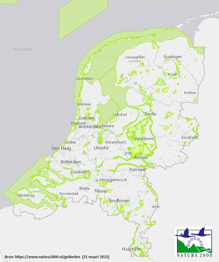 Natura2000 gebieden Nederland