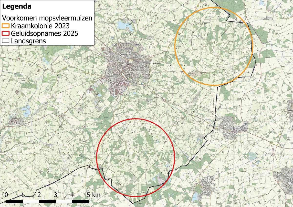 Voorkomen mopsvleermuizen (bron: Joris Verhees)